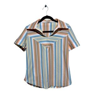 Women’s Vintage 1970’s Smartique Polyester Striped Top Sz 12